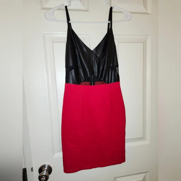guess red and black dress Women's G by Guess Dress Red Black Colorblock Size Small S Bodycon